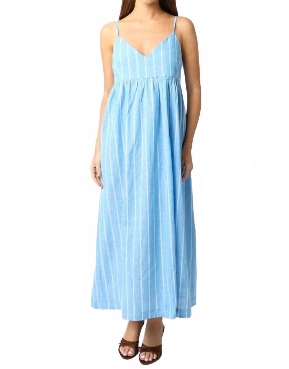 NEW OLIVACEOUS oliva birdie stripe maxi dress in blue white